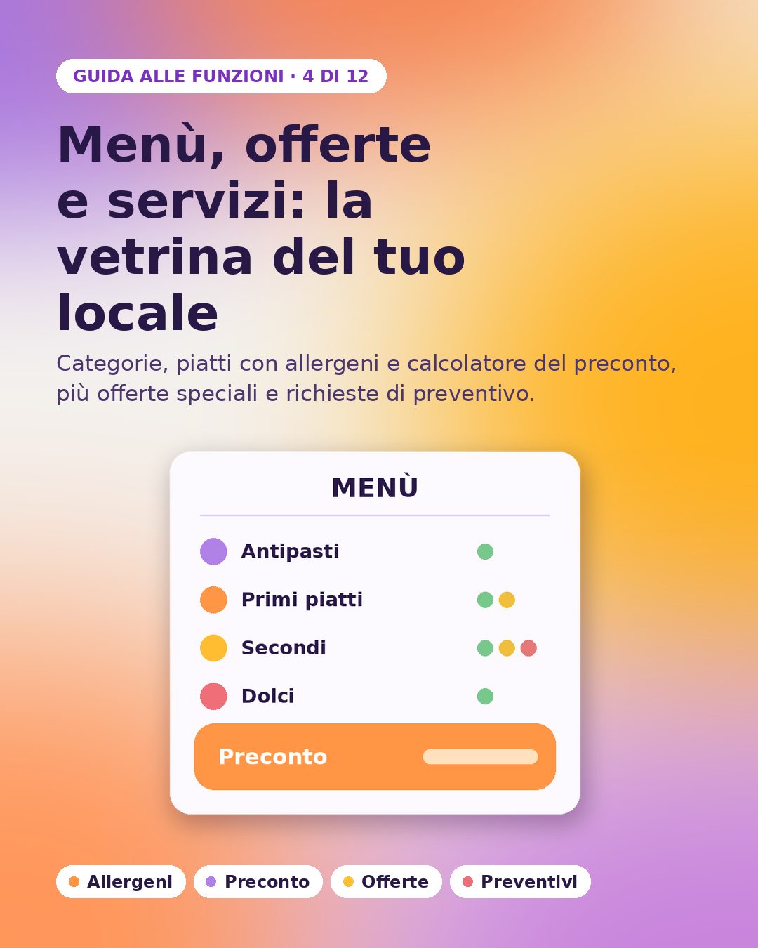 Menù, offerte e servizi: la vetrina per locali e attività